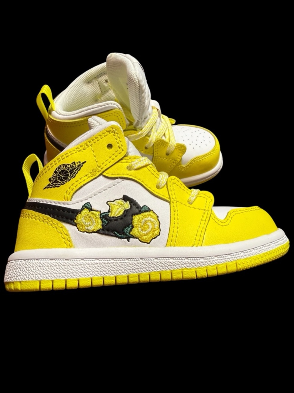 Jordan Kids Yellow & White Floral High-Top Sneakers Size 6 Toddler’s